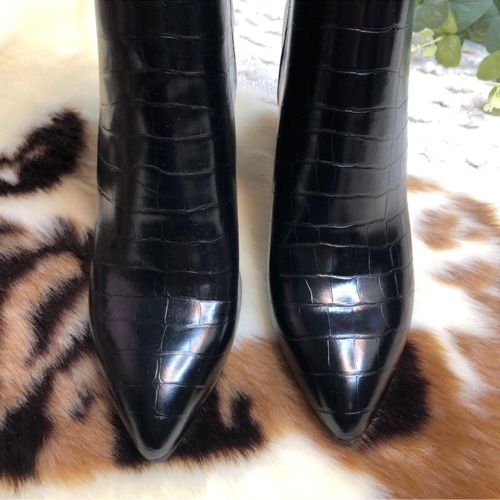 Steve Madden Tolerate Black Croc ankle boots